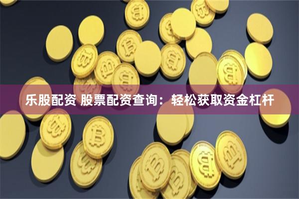 乐股配资 股票配资查询：轻松获取资金杠杆